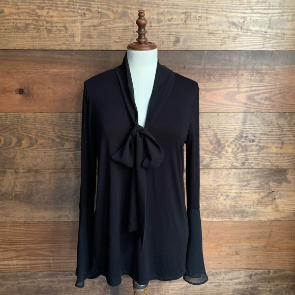 Joan Vass Tops - Joan Vass Black Bell Sleeve Tunic